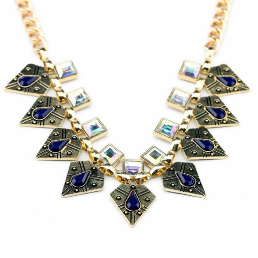 3x Boho Gypsy Gold Iridescent Necklaces